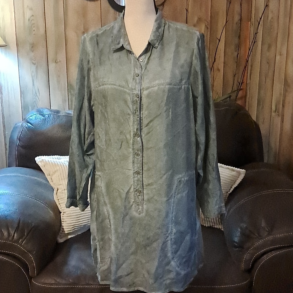 Johnny Was Pete & Greta 100% Cupra Silky Tunic Top Dress with Large Side Pocket